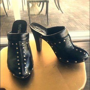 Michael Kors black studded clogs